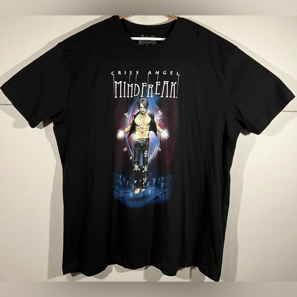 Criss Angel -Mindfreak -Black Shirt Size 2XL Short Sleeve Graphic Tee Men's Y2K